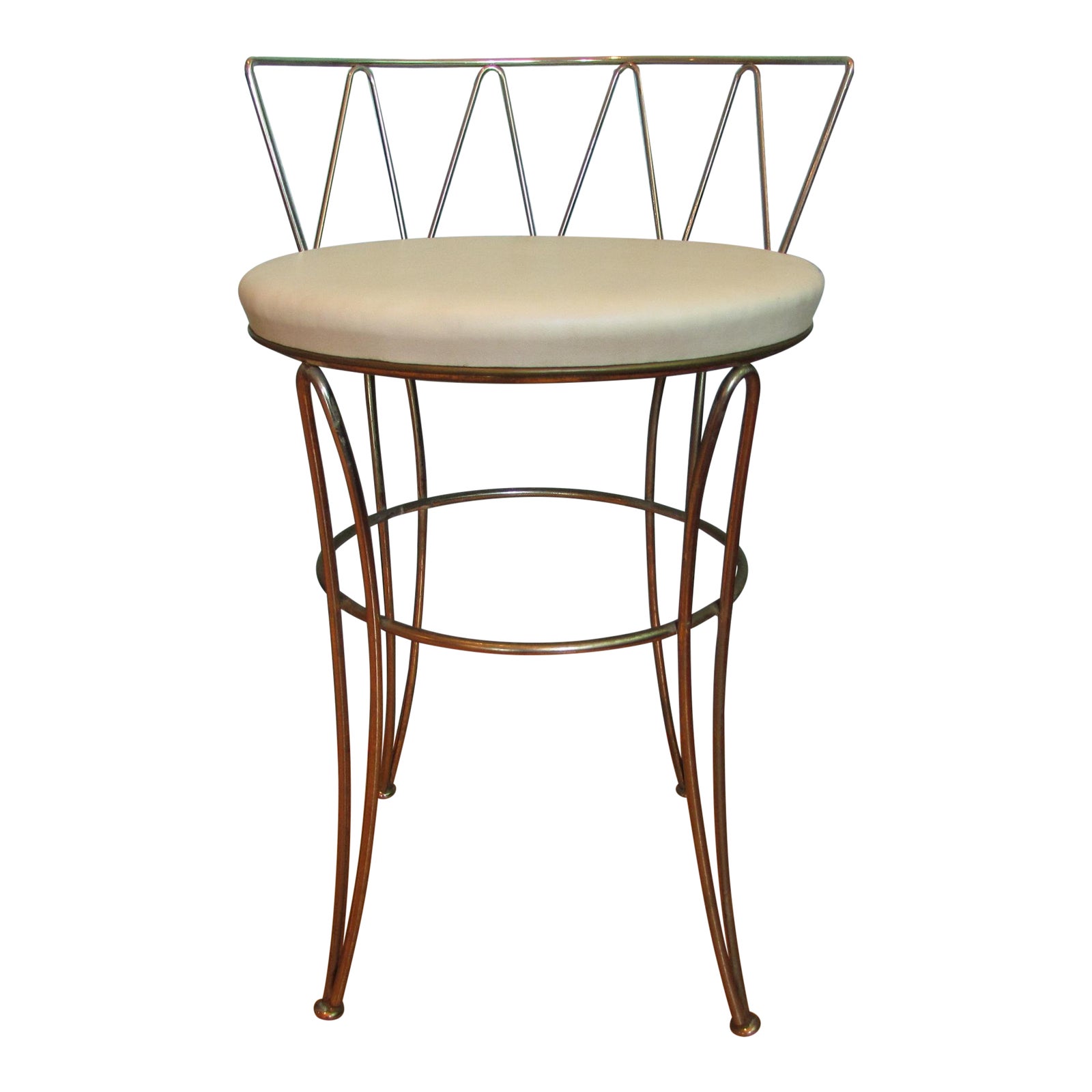 MidCentury Modern Brass Wire Vanity Stool Chairish