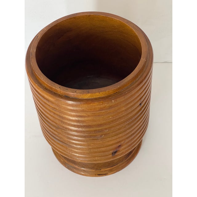Contemporary Mid Century Modern Bamboo Wood Planter For Sale - Image 3 of 3
