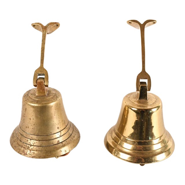 Vintage Wall-Mounted Brass Bells—A Pair For Sale