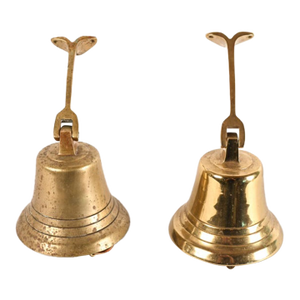 Vintage Wall-Mounted Brass Bells—A Pair