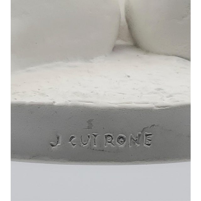 Vintage Lucite and White Plaster Kiss Table Sculpture by J Cutrone 1983