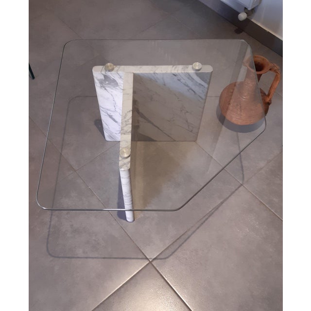 Vintage Marble and Glass Side Table For Sale - Image 4 of 11