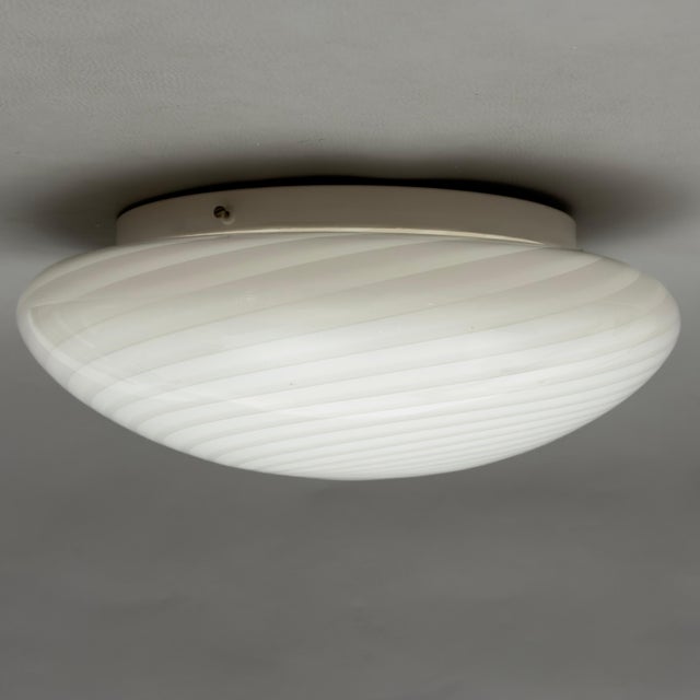 Modern Large Murano Glass Swirl Ceiling Lamp in Opal White, 1970s For Sale - Image 3 of 12