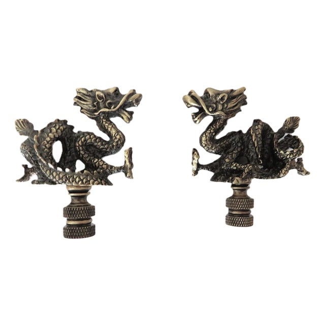 Pair of Chinese Dragon Lamp Finials For Sale