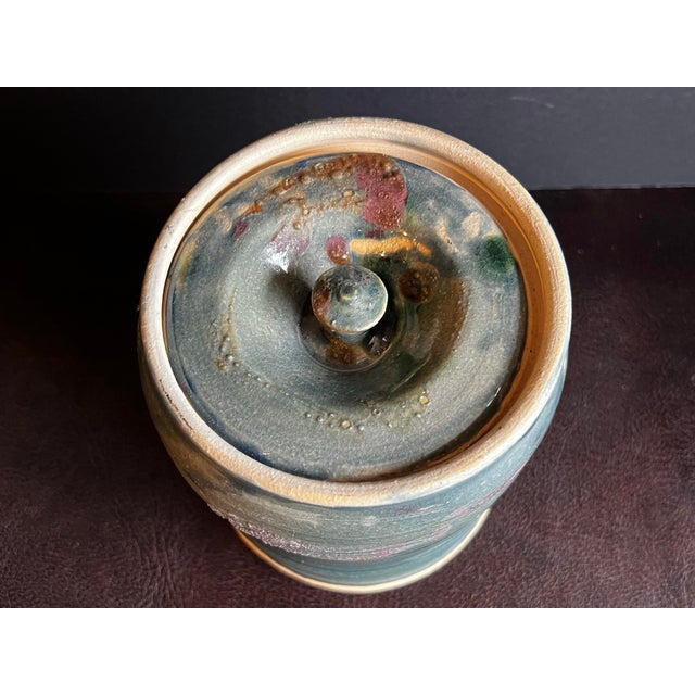 Ceramic Vintage Japanese Wabi Sabi Glazed Eathernware Mizushashi For Sale - Image 7 of 9