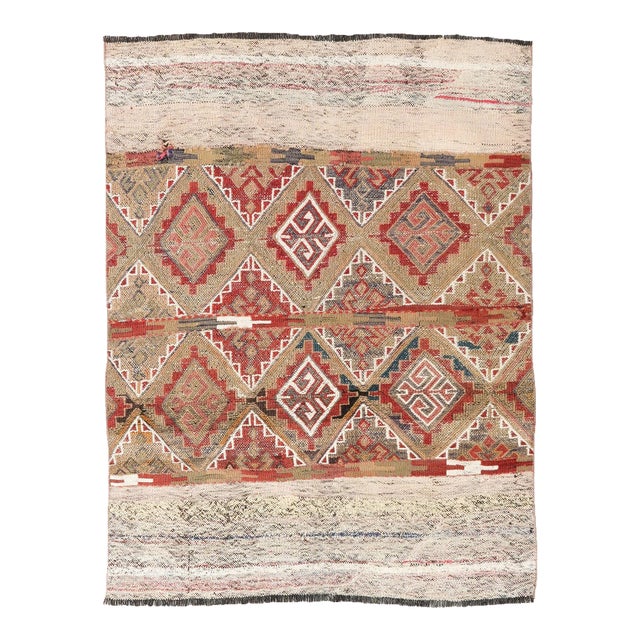 Decorative Vintage Turkish Kilim Rug - 3`6″ X 4`7″ For Sale