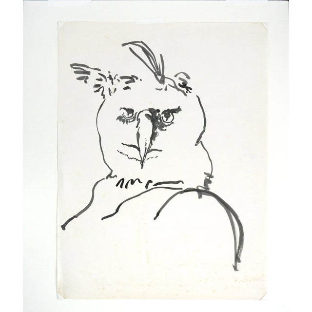 A fun modernist rendering of a Great Horned Owl by San Francisco artist Michael William Eggleston (American, 20th...