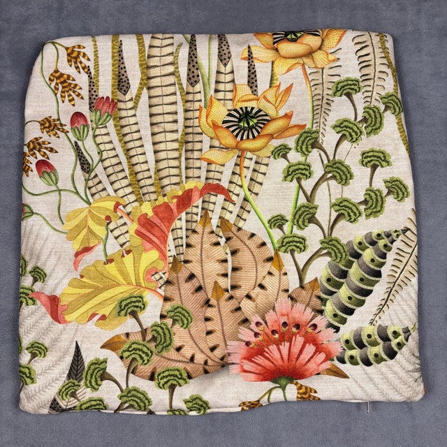 2020s Handmade Botanical Floral Throw Pillow Cover 22x22 Square Usa Made Exotic Print For Sale - Image 5 of 6