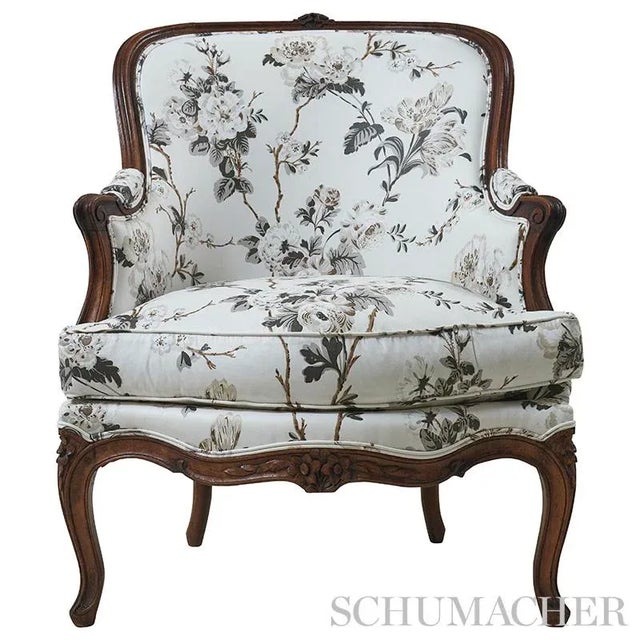 Contemporary Sample- Schumacher X Veere Grenney Betty Chintz Fabric in Charcoal For Sale - Image 3 of 3
