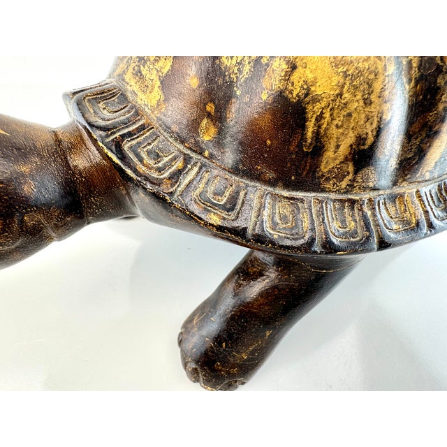 Vintage Mid Century Gilt-Finish Tortoise Sculpture, Hollywood Regency Style Decorative Object For Sale - Image 12 of 15