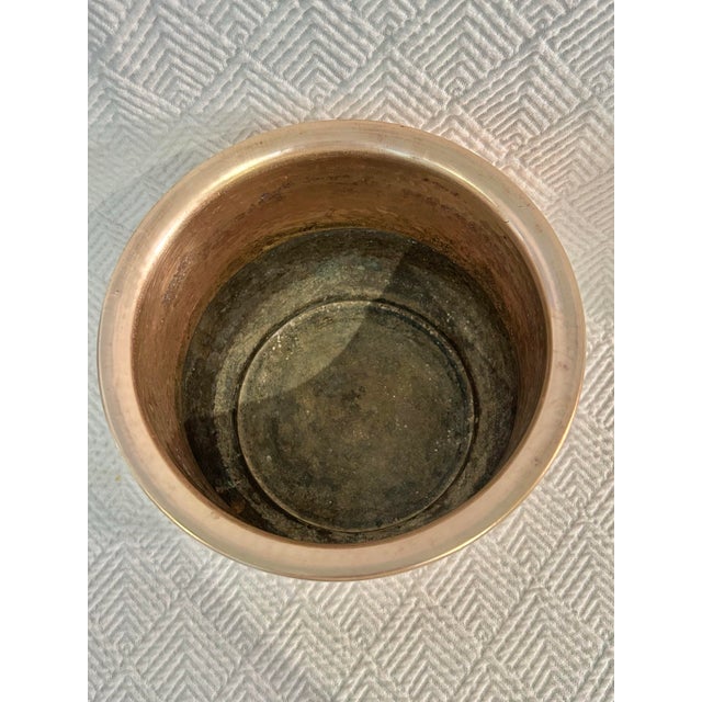 Metal Vintage Hammered Brass Pot Bellied Cache Pot or Planter For Sale - Image 7 of 8