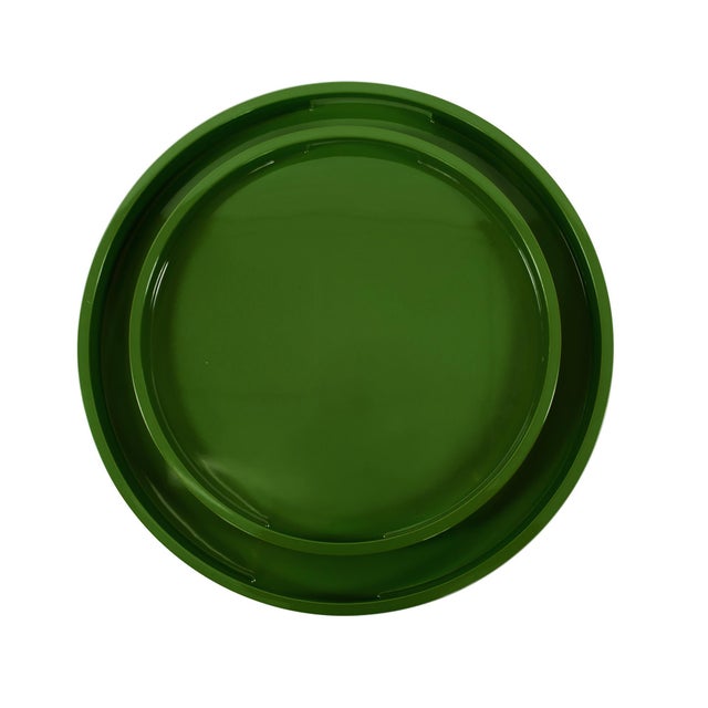 2020s Saint Tropez Round Tray Set of 2 - Wild Green For Sale - Image 5 of 10