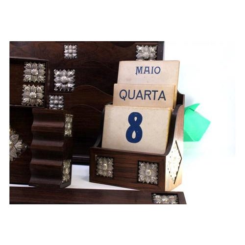 Desk Set in Rosewood and Silver Applications, Set of 6 For Sale - Image 5 of 8