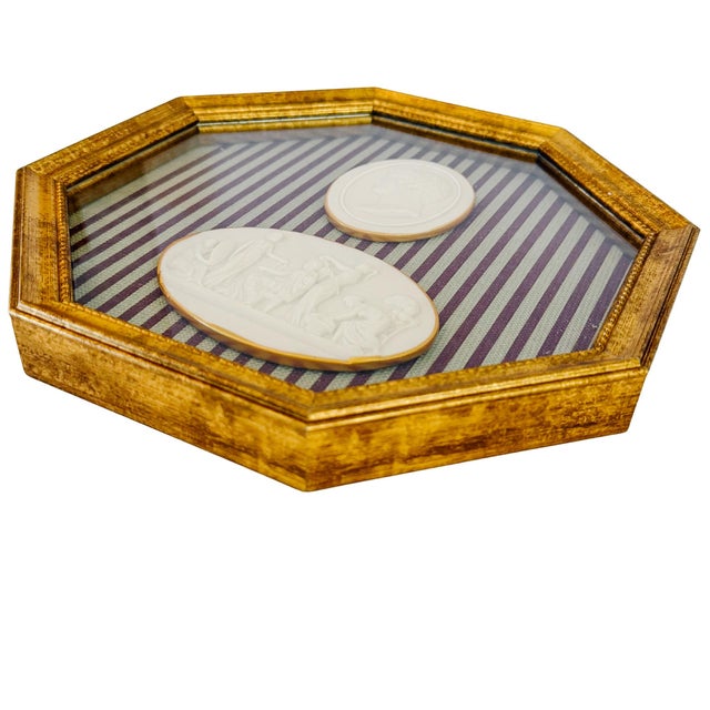 Framed Neoclassical Plaster Intaglio Medallions in Giltwood Shadow Box Frame For Sale In San Diego - Image 6 of 9