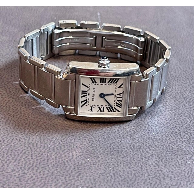 Cartier Tank Francaise 2403 18K White Gold Ladies Watch Pre Loved For Sale In New York - Image 6 of 18