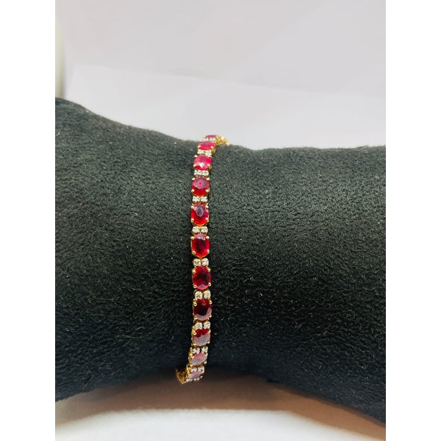 Natural 18k Gold Ruby 9.75ct & Diamond 0.43ct Bracelet For Sale - Image 9 of 10