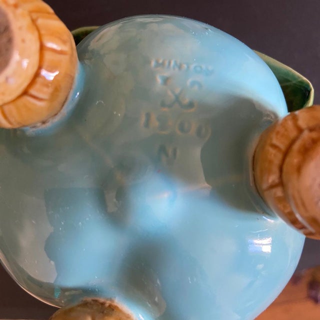 Blue Antique Minton Majolica Vase, 1800s For Sale - Image 8 of 10