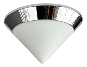 Vintage Cone Glass and Chrome Ceiling Lamp, 1980s
