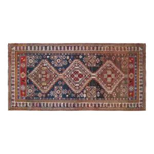Antique Caucasian Shirvan Oriental Rug in Small Size with Multiple Medallions