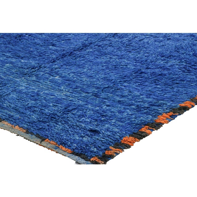 Vintage Moroccan Rug in Cobalt Blue and Orange Tones - Rug & Kilim For Sale In New York - Image 6 of 7