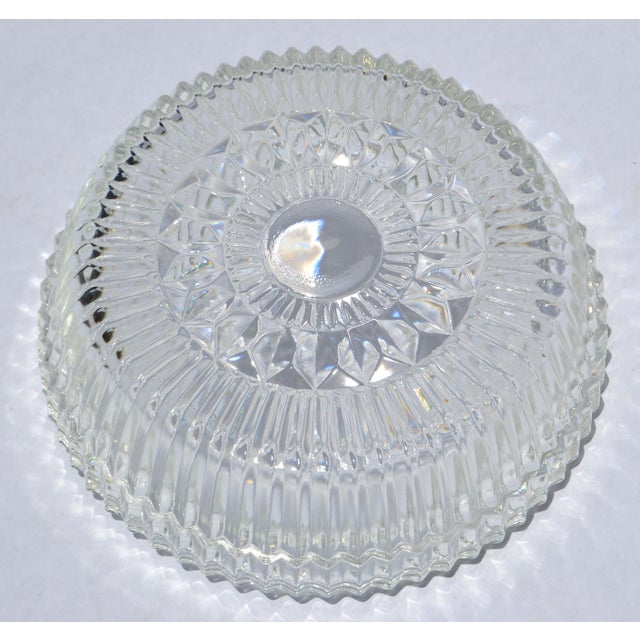 Transparent 1960s Waterford Crystal Cut Glass Bowl Intricate Vertical and Radial Patterns Boho Chic For Sale - Image 8 of 14