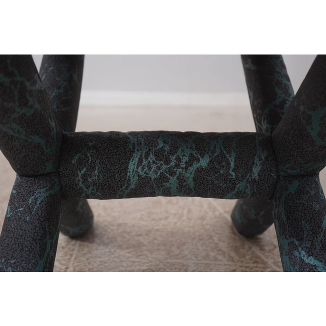 Blue Pair of Designer Blue & Gray Upholstered Benches or Stools For Sale - Image 8 of 18