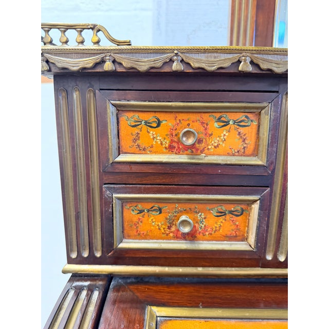 Antique 19th Century French Louis XVI Style Vernis Martin Cylinder "Bonheur Du Jour" Ladies Writing Desk For Sale - Image 11 of 17