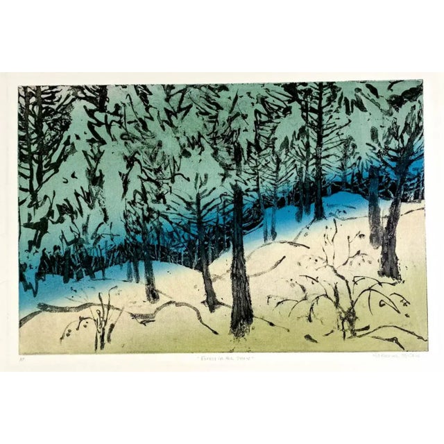 Contemporary Katharine McCabe Forest in the Snow Color Etching For Sale - Image 3 of 3