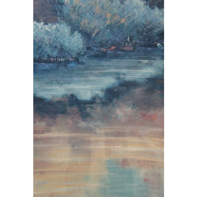 Set of 2 Vintage Watercolor Landscape Watercolor Paintings "Summer Reflections" in Acrylic Shadow Boxes For Sale - Image 12 of 13