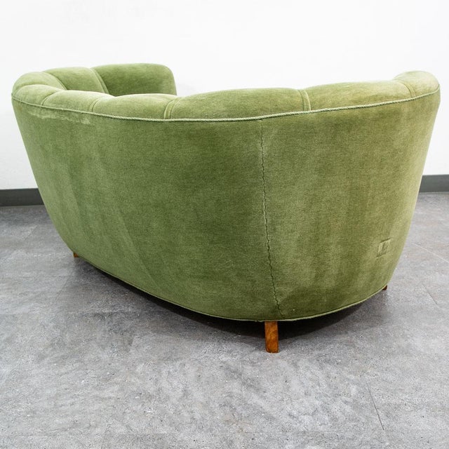 1960s Mid Century Danish Modern Couch Sofa Mohair Light Green Loveseat Settee 2 Seat For Sale - Image 5 of 12