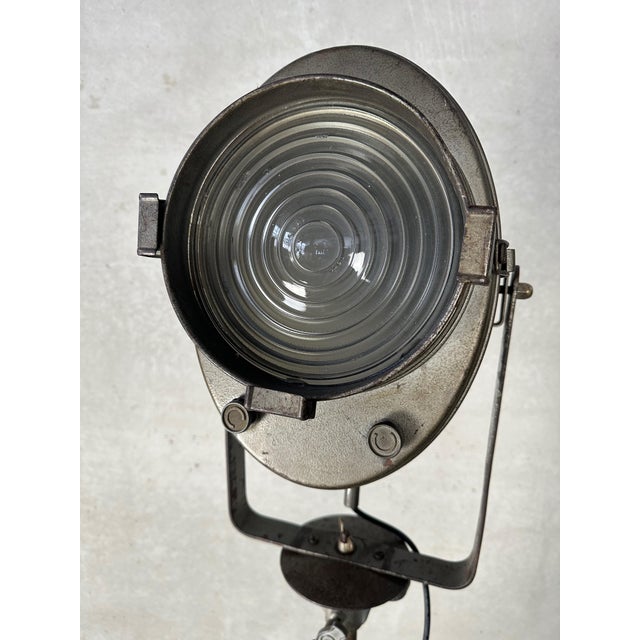 Metal Vintage Industrial Theater Spot on Tripod from Cremer Paris For Sale - Image 7 of 14