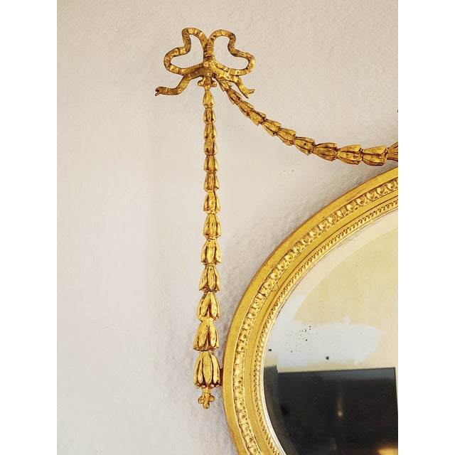 Wood Antique Early 20th Century Adam Style Giltwood Mirror For Sale - Image 7 of 16