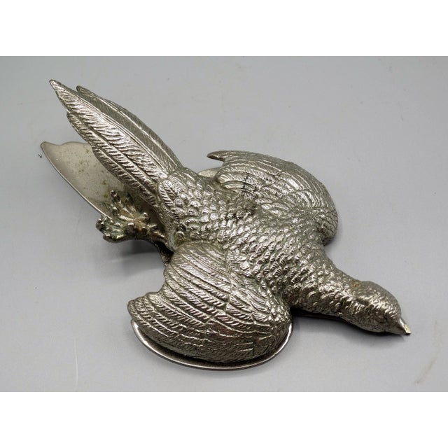 Metal French Silver-Plate Pheasant Note Clip For Sale - Image 7 of 8