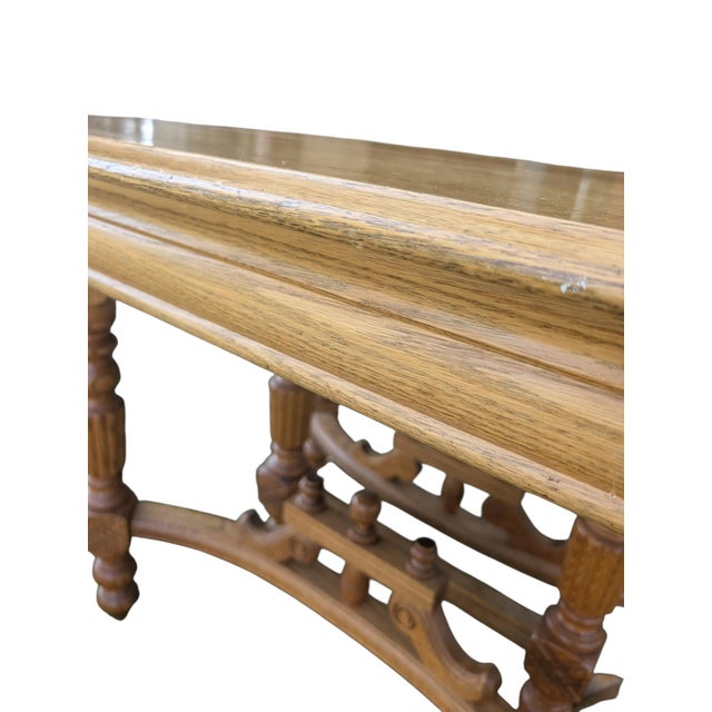 Early 20th Century Jacobean Revival Quarter-Sawn Tiger Oak 6-Leg Extension Dining Table For Sale - Image 14 of 18