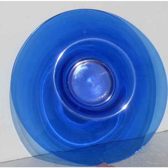 Mid-Century Modern MCM Cobalt Glass Center Bowl For Sale - Image 3 of 11