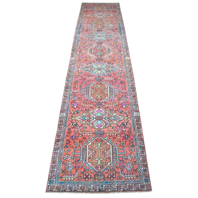 1970s Hand Knotted Kurdish Tribal Runner Rug Low Pile Hallway Decor For Sale - Image 5 of 11