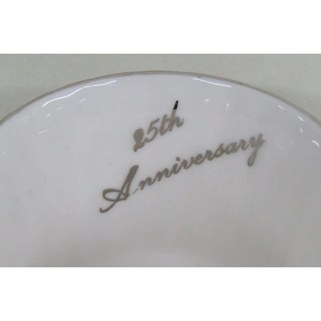 Ceramic Royal Windsor Bone China Silver 25th Anniversary Tea Cup and Saucer 2 Sets For Sale - Image 7 of 10