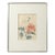 Vintage Signed Monogram Botanical Woodblock Print Chrysanthemums Metal Frame 14x11 For Sale