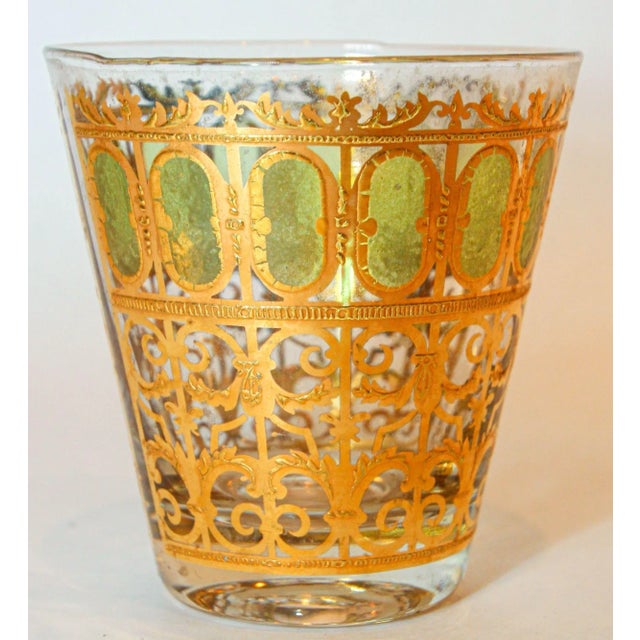Culver Ltd. 1950s Culver Ltd Valencia Pattern Barware With Green and 22 Karat Gold For Sale - Image 4 of 13