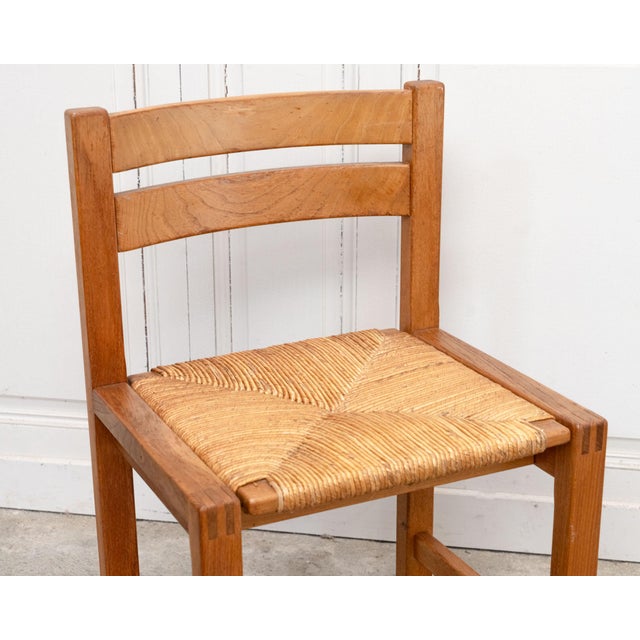 Wood Vintage Chairs in Elm and Straw from Maison Regain, 1970s, Set of 6 For Sale - Image 7 of 12