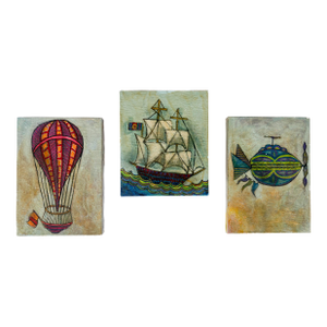 Vintage Mini Folk Art Paintings, Set of 3 - Unknown Arist