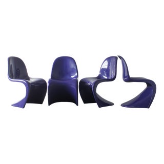 Purple Panton Chairs by Verner Panton, Set of 4 For Sale