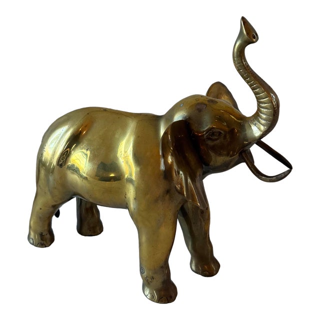 Large Vintage Solid Brass Elephant For Sale