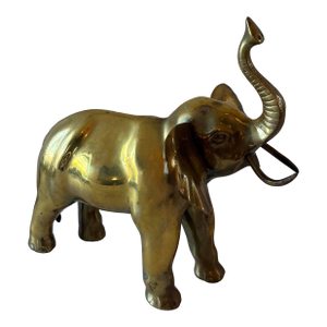 Large Vintage Solid Brass Elephant