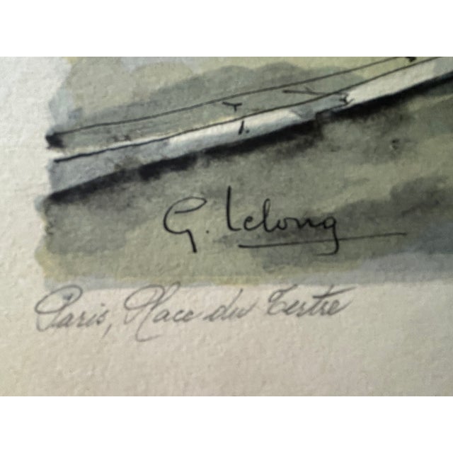 1950s Mid-20th Century Parisian View of Paris Watercolor Print by Artist G. Lelong For Sale - Image 5 of 15