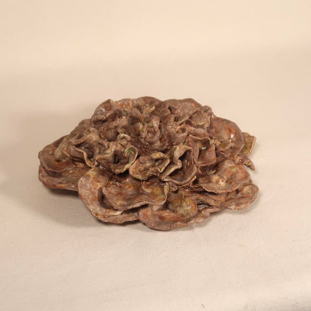 Large Organic Brutalist Studio Pottery Ceramic Flower Wall Sculpture in Earth Tones For Sale - Image 11 of 16