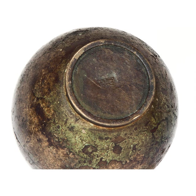Mid 20th Century Mid 20th Century Green Patina Japanese Bud Vase For Sale - Image 5 of 6