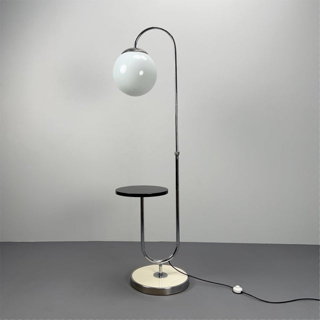 Vintage Steel Tube Floor Lamp with Integrated Table, 1920s For Sale - Image 13 of 13