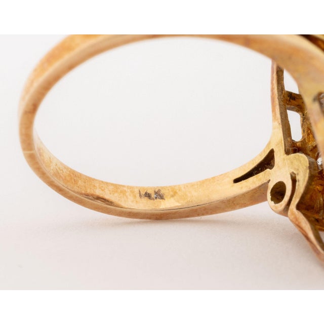 14k Yellow Gold Diamond and Sapphire Ring For Sale - Image 9 of 9