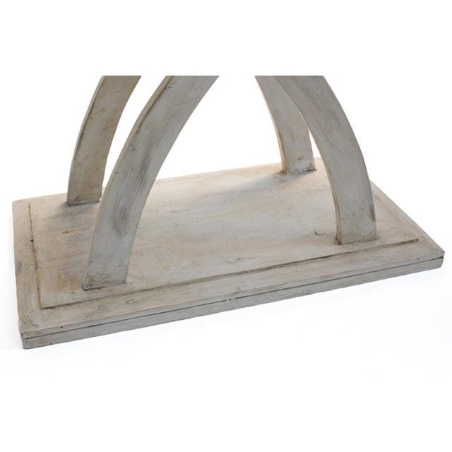 Antique White Console Table With Elegant Crossing Leg Pattern For Sale - Image 8 of 10